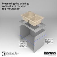 Karran Drop-In Quartz 33" 1-Hole 60/40 Double Bowl Kitchen Sink, Bisque
