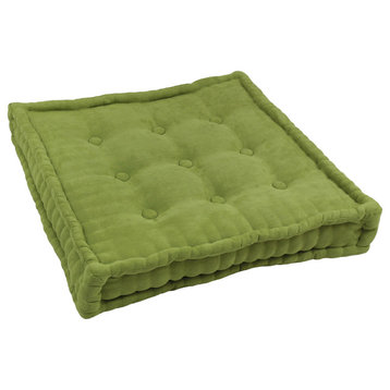 25" Square Corder Floor Pillow with Button Tufts, Mojito Lime
