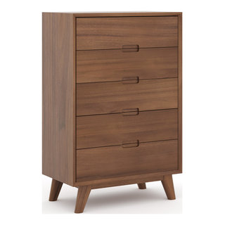 Modern High Chest Dresser With Goove Handles Midcentury