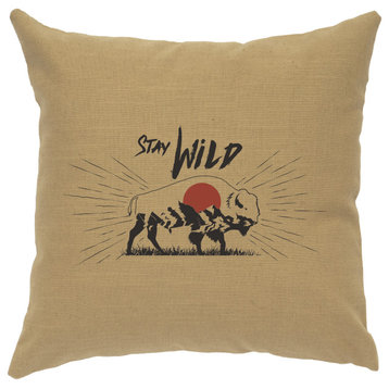 Image Pillow 16x16 Stay Wild Linen Straw