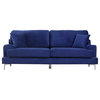 Ultra Modern Plush Velvet Living Room Sofa, Blue