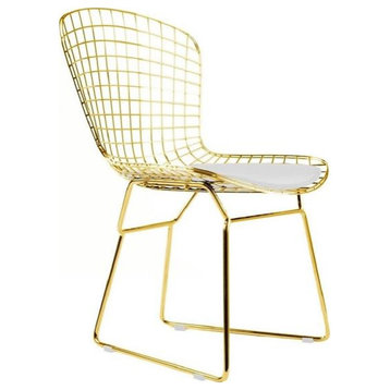 Wire Chair, Gold/White