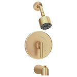 Symmons - Dia Tub and Shower Faucet Trim Kit Single Handle, Single Spray, Brushed Bronze - Balancing sleek forms and simple lines, the Dia 1-Handle Wall-Mounted Tub and Shower Trim boasts a modern sophistication that is a natural completer element to contemporary bathroom designs. All of Symmons' products are designed with the customer in mind; the proof is in the details. Plated in a scratch-resistant brushed gold finish over solid metal, this shower trim has the durability to add contemporary styling to your bathroom for a lifetime. With an ADA compliant single lever handle design, the solid brass valve cover plate features hot and cold indicators to ensure custom temperature setting with ease of use for everyone. At an eco-friendly low flow rate of 1.5 gallons per minute, the single mode showerhead is WaterSense certified so that you can conserve water without sacrificing performance, which will, in turn, save you money on your water bill. This model includes everything you need for quick installation. You’ll easily be able to update your bathroom without having to replace your valve. With features that are crafted to last and a style that is designed to please, Symmons' Dia 1-Handle Wall-Mounted tub and Shower Trim is a seamless addition to your bathroom for a lifetime backed by our technical support team and limited lifetime warranty.