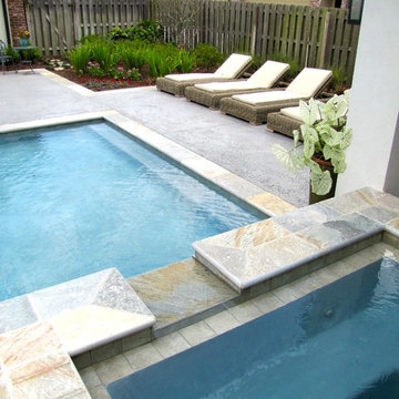 Stamped concrete pool deck/outdoor living - salt rock texture