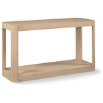 Meridian Furniture - Reeves Table, Black, Coffee Table, Natural, Console Table - Bring home the Reeves Natural Console Table to give your room a fresh new look. This art deco console table features a sleek design with rounded corners and a bottom shelf ideal for storing items you use most handily nearby. Oak veneer and solid wood with MDF construction give the table a sturdy demeanor, so it holds up to use by your busy family. A chic natural finish and natural wood grain variation ensure this console table blends nicely with existing decor in your modern home.