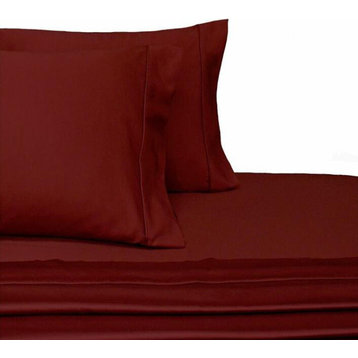 Twin XL Size 600 Thread count 100% Cotton Sheet Sets Solid (Burgundy)