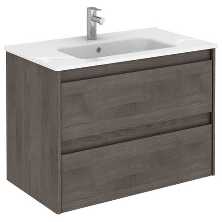 WS Bath Collections Ambra 80 Ambra 32" Wall Mounted Single Basin - Samara Ash