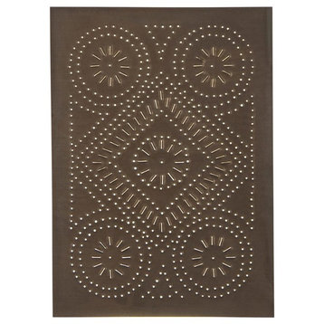 Four Handcrafted Punched Tin Cabinet Panel Quilted Diamond Design, Blackened Tin