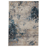 Jaipur Living - Vibe Terrior Abstract Blue and Red Area Rug, Blue and Gold, 5'3"x7'6" - The Tunderra collection boasts a stunning, textural, and high-end look at accessible price. The Terrior rug showcases a painterly abstract motif, offering a hint of color in a blue, ocher, black, ivory, and gray colorway. This durable and easy-to-clean polyester rug is ideal for heavily trafficked rooms of the home.