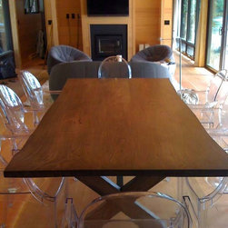 Stained Live Edge Elm Dining Table - Dining Tables