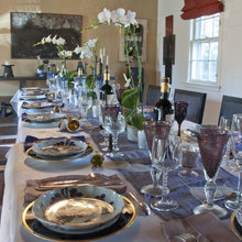 blue and white dining