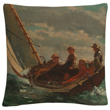 Winslow Homer 'Breezing Up' 16"x16" Decorative Throw Pillow