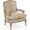 Bastille Love Chair - Khaki Linen with Red Stripe, Reclaimed Oak