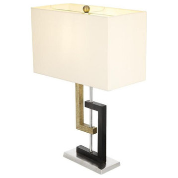 Geometric 1 Light Table Lamp, Black and Natural With White