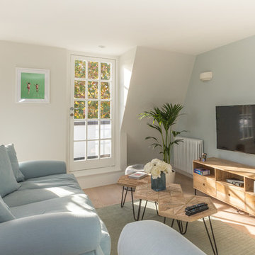 Light and airy living room with roof terrace