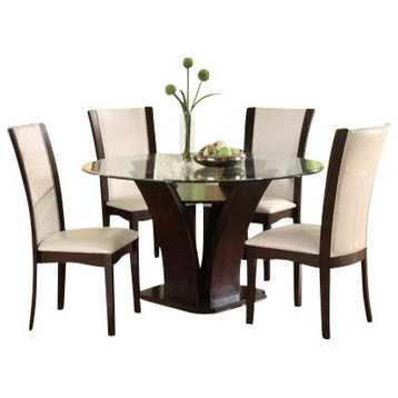 Homelegance Daisy Round Glass Top Dining Table, Espresso