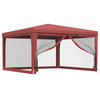 vidaXL Gazebo Outdoor Party Tent with 4 Mesh Sidewalls Red 13.1'x13.1'HDPE