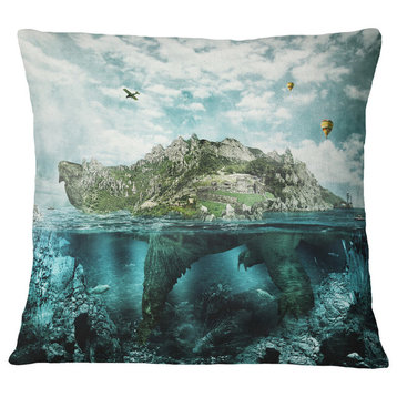 Island Like Large Fantasy Turtle Animal Throw Pillow, 18"x18"