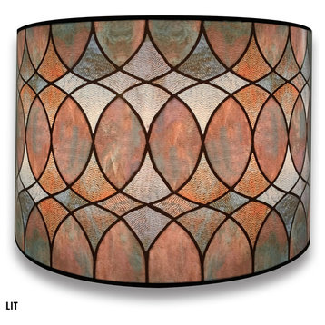 Decorative Handmade Lamp Shade, Cool Hues Watercolor Design, 10"x10"x8