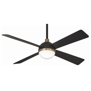Minka Aire Orb 54" LED Ceiling Fan With Remote Control, Brushed Carbon / Soft Brass