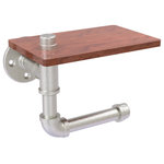 Allied Brass - Pipeline Toilet Paper Holder with Wood Shelf, Satin Nickel - The Pipeline collection is the latest innovation for bathroom fittings from the Allied Brass Brand of products. This toilet tissue holder gives the industrial look of pipe fittings while blending aptly with both modern and traditional bathroom decor. Toilet Paper holder with wood shelf above the roll provides a handy space to hold just about anything. This accessory is powder coated with lifetime materials to provide a decorative and clean finish. No wonder, this toilet tissue holder gives continual service for years without any trouble. The choice of superior materials makes this item free from corrosion and rust. Toilet paper holder mounts firmly with color coordinating screws and comes with a limited lifetime warranty.