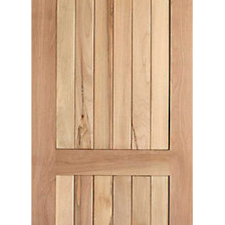 Rustic-1 Interior Tropical Hardwood Wood 2 Panel Arch Panel V-Grooved Single Doo - Interior Doors