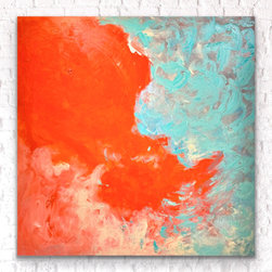 Preethi Arts - 48x48" Light Red and Teal Blue Abstract Large Modern Painting Wall decor - Paintings