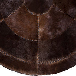 Cowhide Patchwork Area Rug Oval Brown Black Handmade Hair-on-Hide 6'2"x4'8" - Area Rugs