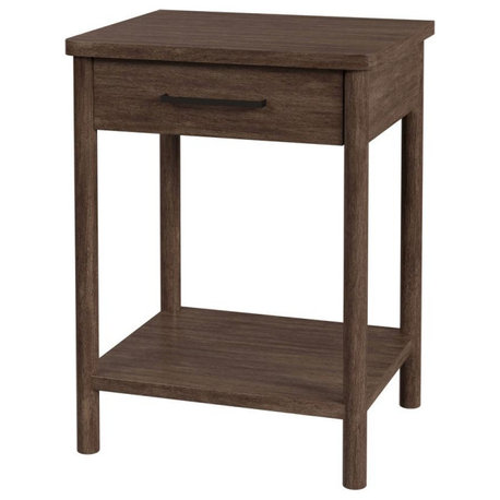 Company Lennon 21 in. W Rectangular 1 Drawer Rounded Leg Nightstand, Brown