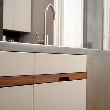 Kitchen with Walnut and Pewter Island