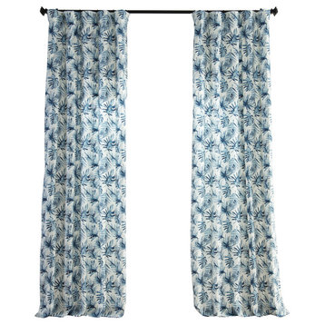 Artemis Blue Printed Cotton Curtain Single Panel, 50Wx84L