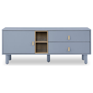 TATEUS Drawer TV cabinet with door, storage cabinet, multi-functional TV cabinet, Blue