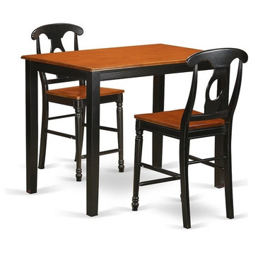 3-Piece Dining Counter Height Set, Pub Table And 2 Bar Stools With Backs