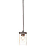 Toltec Lighting - Nouvelle 1-Light Stem Mini Pendant, Graphite/Square Clear Bubble - Enhance your space with the Nouvelle 1-Light Stem Mini Pendant. Installation is a breeze - simply connect it to a 120 volt power supply and enjoy. Achieve the perfect ambiance with its dimmable lighting feature (dimmer not included). This pendant is energy-efficient and LED-compatible, providing you with long-lasting illumination. It offers versatile lighting options, as it is compatible with standard medium base bulbs. The pendant's streamlined design, along with its durable glass shade, ensures even and delightful diffusion of light. Choose from multiple finish and color variations to find the perfect match for your decor.