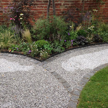 gravel path with brick edging