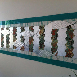 Five Little Fish - Acrylic Glass Mixed Media Painting by VividArt - Mixed Media Art