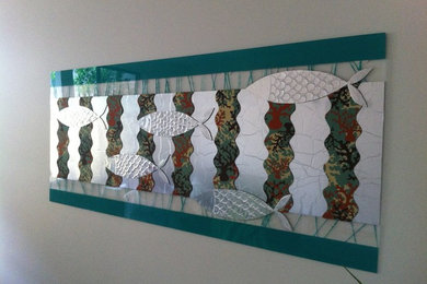 Five Little Fish - Acrylic Glass Mixed Media Painting by VividArt