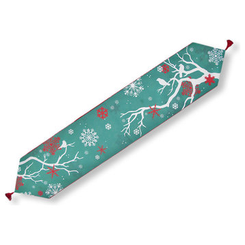 `Winter Crisp` Red and Green Holiday Table Runner 72 X 13 1/2 In.