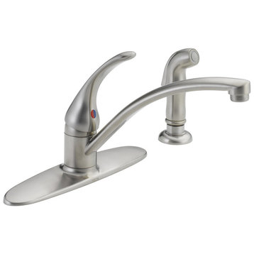 Delta Foundations Single Handle Kitchen Faucet With Spray, Stainless, B4410LF-SS
