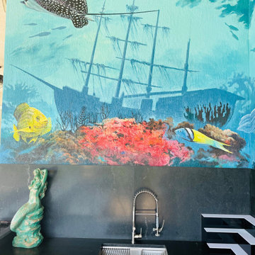 Underwater Mural with Mermaid and Octopus