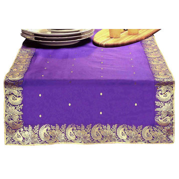 Purple - Hand Crafted Table Runner (India) - 16 X 108 Inches