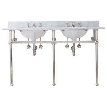 Embassy 60" Wide Double Wash Stand, P-Trap, Countertop With Basin