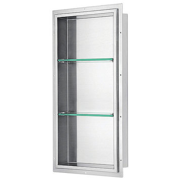 Dawn FNIBN4214 Stainless Steel Finish Shower Niche with Two Glass Shelves