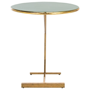 Safavieh Sionne Round C Table, Hunter Green/Gold