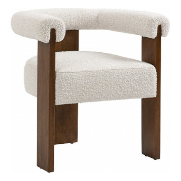 Meridian Barrel Cream Boucle Fabric Dining Chair