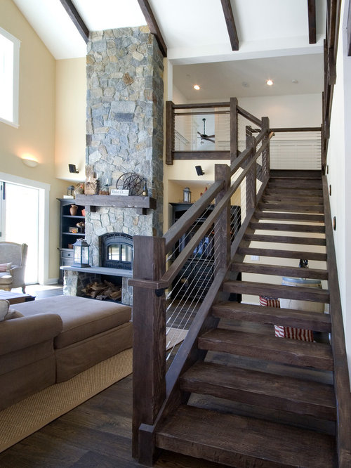 Farmhouse Floating Staircase Design Ideas, Remodels & Photos