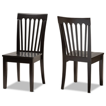 Eurich Contemporary Transitional Dining Chair, Set of 2, Dark Brown