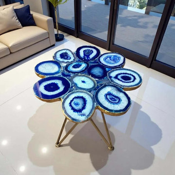 Blue Agate Slice Coffee & End Table Top for Living Room Hallway Decor Gifts in U