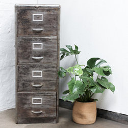 Maurizio Reclaimed Stripped & Distressed Vintage 1950s Steel 4 Drawer Cabinet - Filing Cabinets