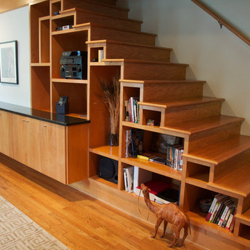 Belhaven Contemporary Remodel - Bookcase & Staircase